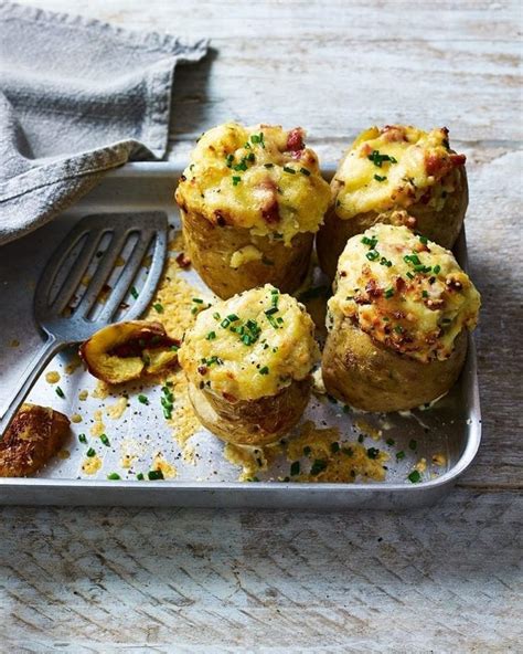 Cheese-stuffed jacket potatoes with cheese and bacon | Recipe | Jacket ...