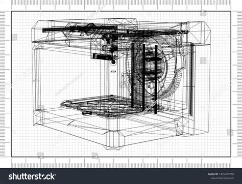 3d Printer Blueprint 3d Rendering 스톡 일러스트 1495495910 | Shutterstock