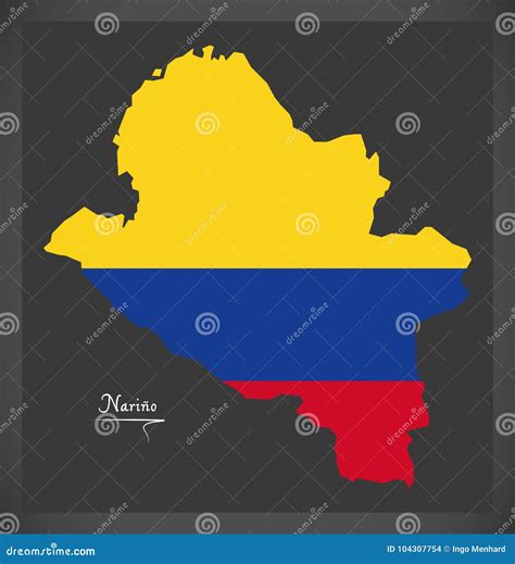 Narino Map of Colombia with Colombian National Flag Illustration Stock ...