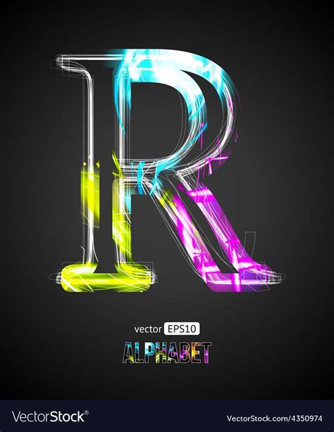 Vector Design Light Effect Alphabet. Letter R on a Black Background ...