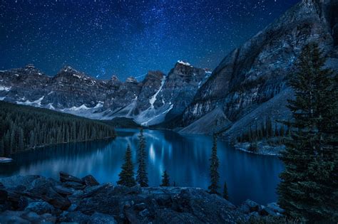 landscape, Trees, Lake, Stars Wallpapers HD / Desktop and Mobile ...