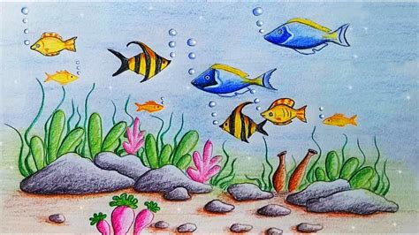 Underwater Scene Under The Sea Drawing Easy