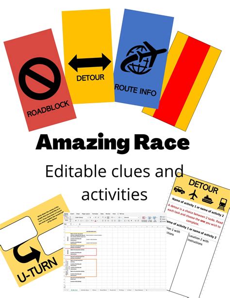 Editable Amazing Race Template Clues - Etsy