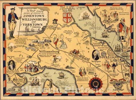 Historic Map - A map showing points of interest in Jamestown ...