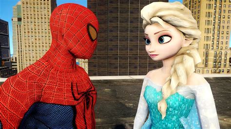 Spiderman vs Elsa Frozen Spider man Merry Christmas - YouTube