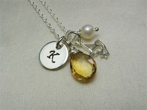 Initial Necklace Birthstone Necklace Personalized Necklace - Etsy