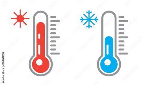 Thermometer icon or temperature symbol. Hot and cold weather Stock ...