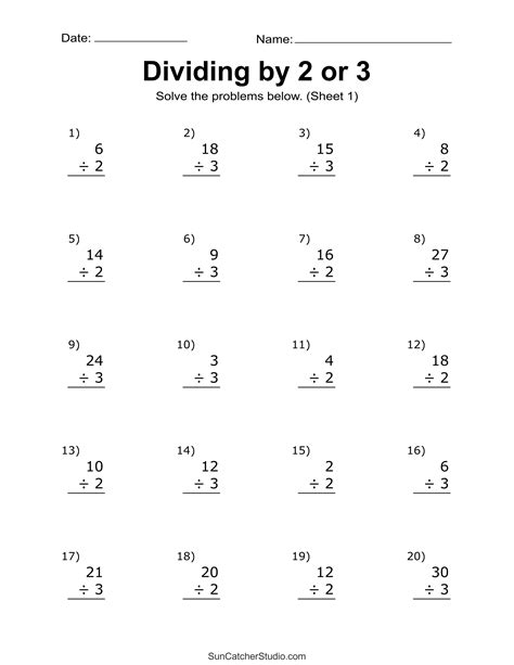 Division Worksheets & Problems (Free Printable Math Drills) – DIY ...