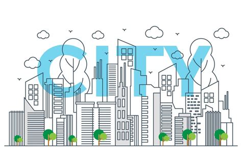 Illustration of a city with beautiful outline style 2034629 Vector Art ...