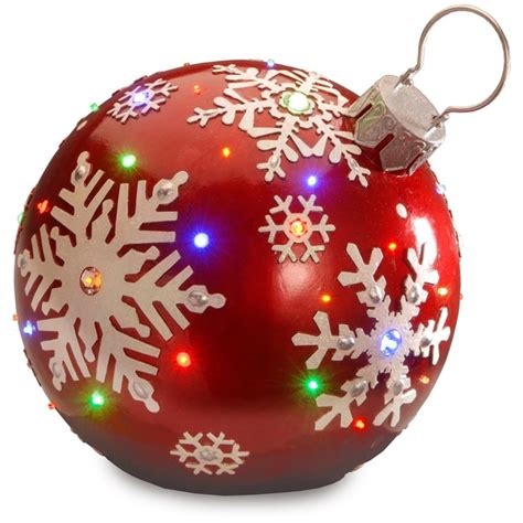 National Tree 18 Inch Red Jeweled Ornament with Snowflake Design and 24 ...