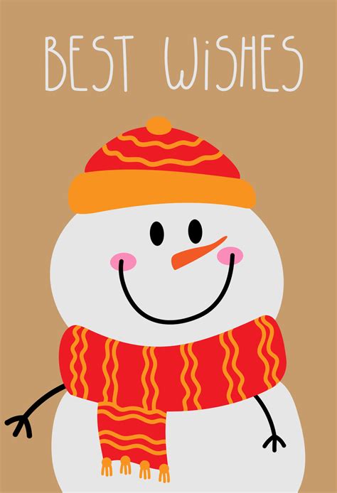 Creative card with a cute snowman. Best wishes lettering. 14525382 ...