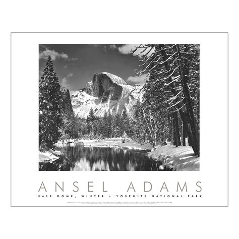 Ansel Adams Half Dome, Merced River, Winter, Yosemite National Park Po ...