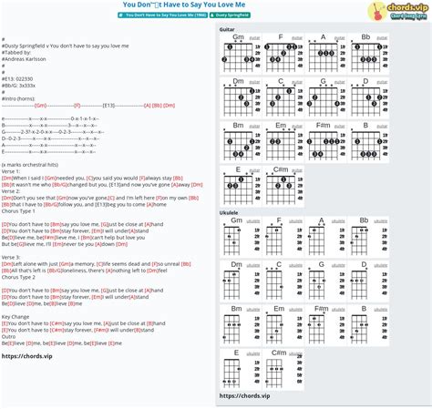 Chord: You Don't Have to Say You Love Me - tab, song lyric, sheet ...