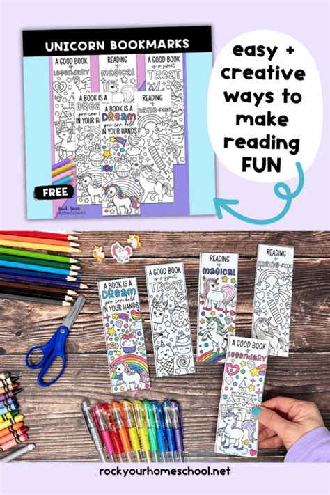 Unicorn Bookmarks to Color for Reading Fun with Kids (Free)