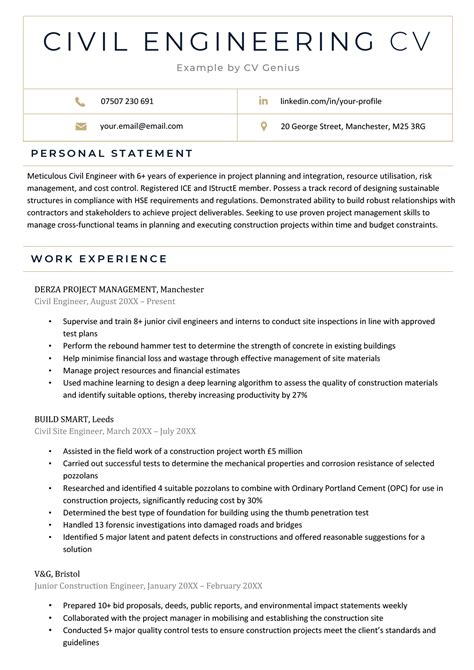 Civil Engineering CV Example, Template, & 20 Skills to List