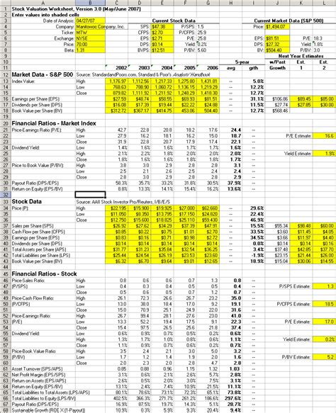 Stock Valuation Spreadsheet Aaii | Free Download Nude Photo Gallery