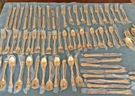 77 Pc Gold Flatware 6 Pc Place Setting Service for 12 plus | Etsy