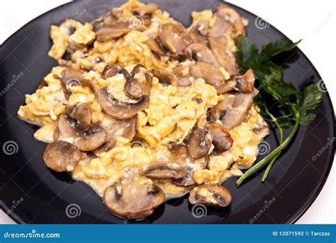 Scrambled Eggs with Mushrooms Stock Image - Image of lunch, organic ...