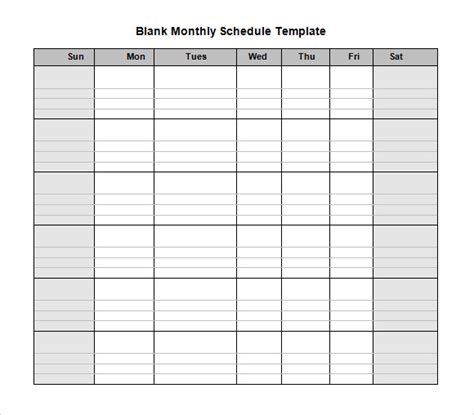 FREE 4+ Sample Blank Schedule Templates in PDF | MS Word