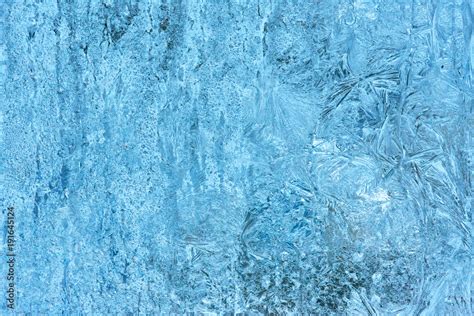 Frozen glass, ice texture on window, natural background. Abstract ...