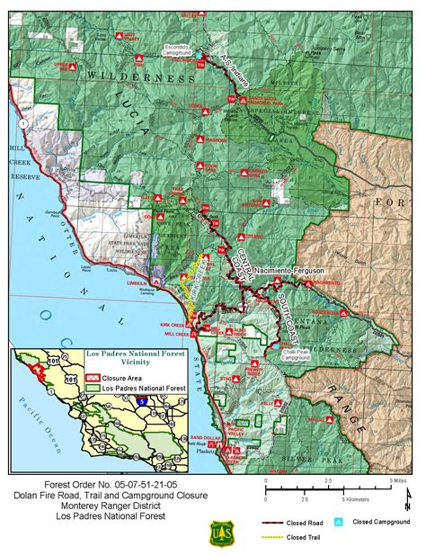 Los Padres National Forest Map - United States Map States District