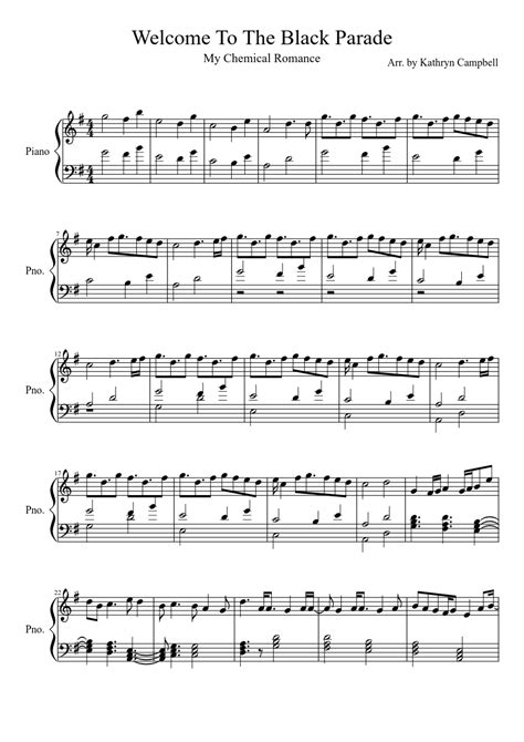 Welcome To The Black Parade - My Chemical Romance sheet music download ...