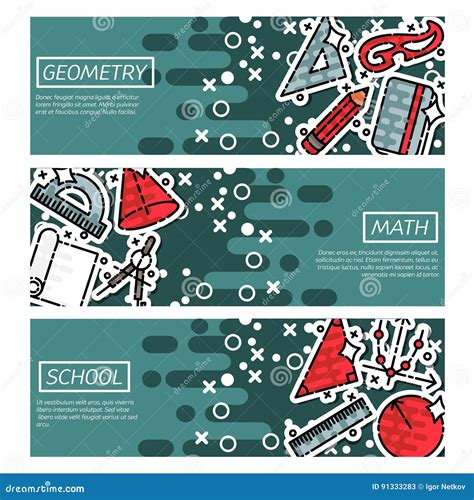 Set of Horizontal Banners about Geometry Stock Vector - Illustration of ...