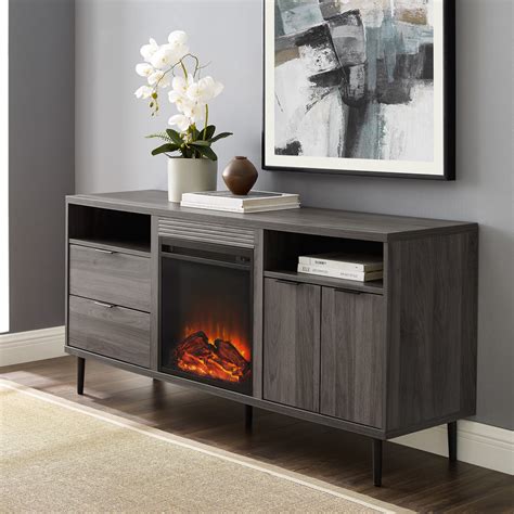 Manor Park Modern Fireplace TV Stand for TVs up to 65", Slate Grey ...