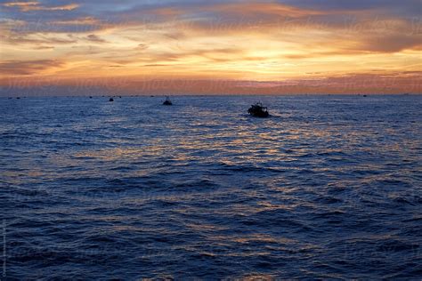 "Fishing Ship At Sea, In Sunset Time" by Stocksy Contributor "ChaoShu ...