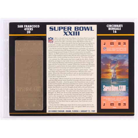 Commemorative Super Bowl XXVI Score Card With 22kt Gold Ticket ...