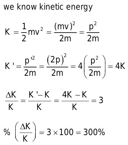 calculate the percentage change in kinetic energy of a body if momentum ...