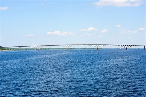 Saratov Bridge, Crossing the Volga River Stock Photo - Image of design ...