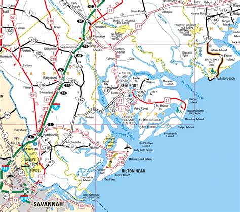 Beaufort Area Road Map - Ontheworldmap.com