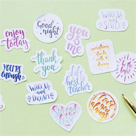 46pcs Calligraphy Stickers Words Stickers Colorful Sticker - Etsy