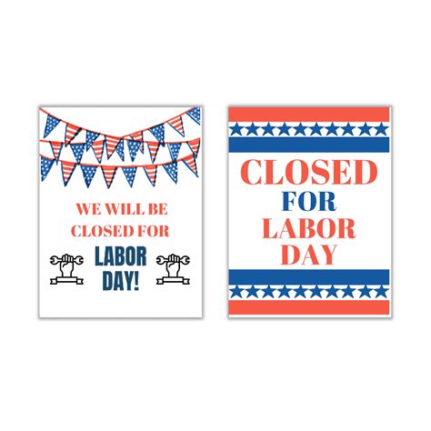 Closed for Labor Day Signs - Free Printables