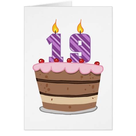 Age 19 on Birthday Cake Card | Zazzle