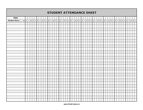 Student Attendance Sheet - Free Printable | Attendance sheet, Student ...