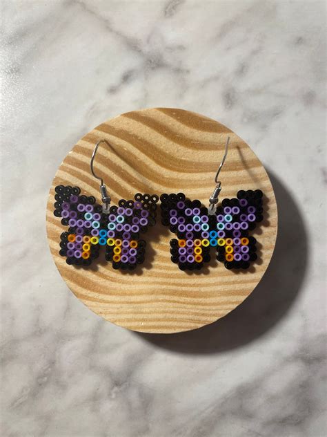 Perler Bead Butterfly Earrings | Etsy