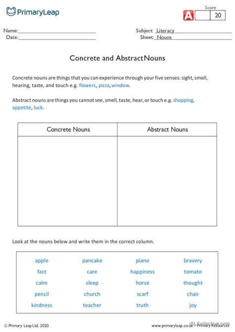 Concrete and Abstract Nouns creative…: English ESL worksheets pdf & doc