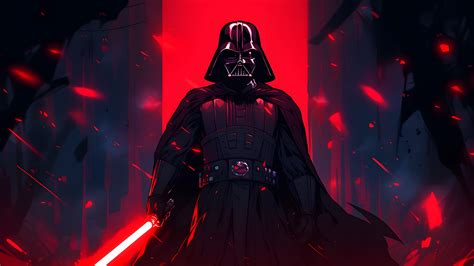 Star Wars Darth Vader with Lightsaber Dark Desktop Wallpaper 4K