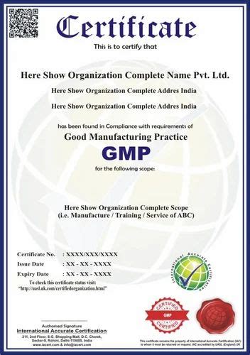 GMP (Good Manufacturing Practice) Certification and Consultancy Service ...