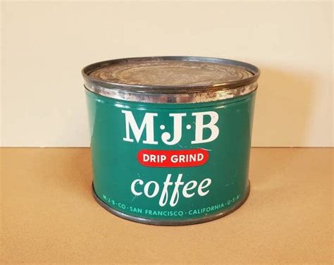 MJB Coffee Can and Lid, Metal Tin Canister, Kitchen Decor, Drip Grind ...