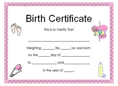 Birth Certificate Template And To Make It Awesome To Read in Girl Birth ...