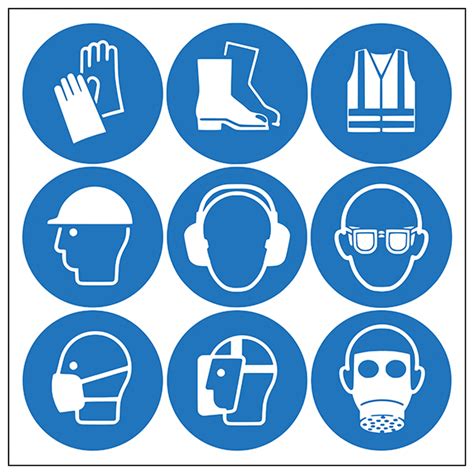 PPE 9 Mixed Symbols | Circular Safety Labels | Safety Signs 4 Less