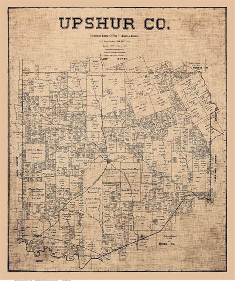 Upshur County Texas 1897 (1914) - Old Map Reprint - OLD MAPS