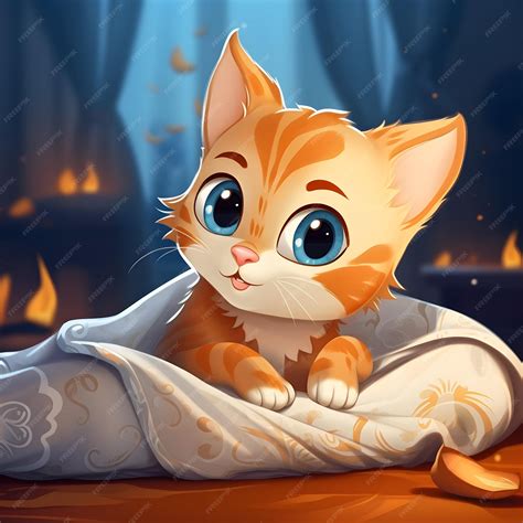 Premium AI Image | Cute cat curled up llustration cartoon style