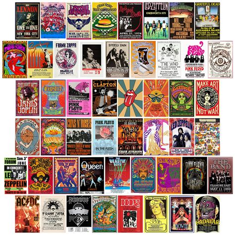 Buy Album Covers Vintage Rock Wall Collage Kit Aesthetic Pictures 50 ...