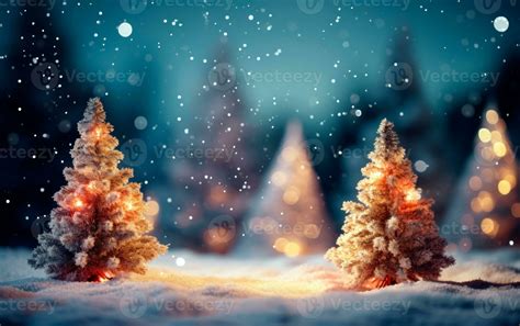 Beautiful tiny and snowy Christmas trees for wallpaper with copy space ...