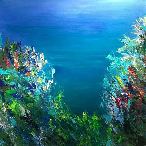 Phil Watford 24 x 24 acrylic on canvas. Abstract coral reef underwater ...