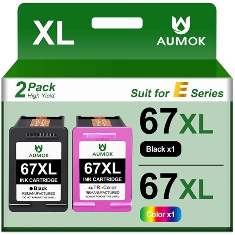 67XL Ink Cartridge Black and Color Combo Pack for HP Ink 67 Worsk with ...